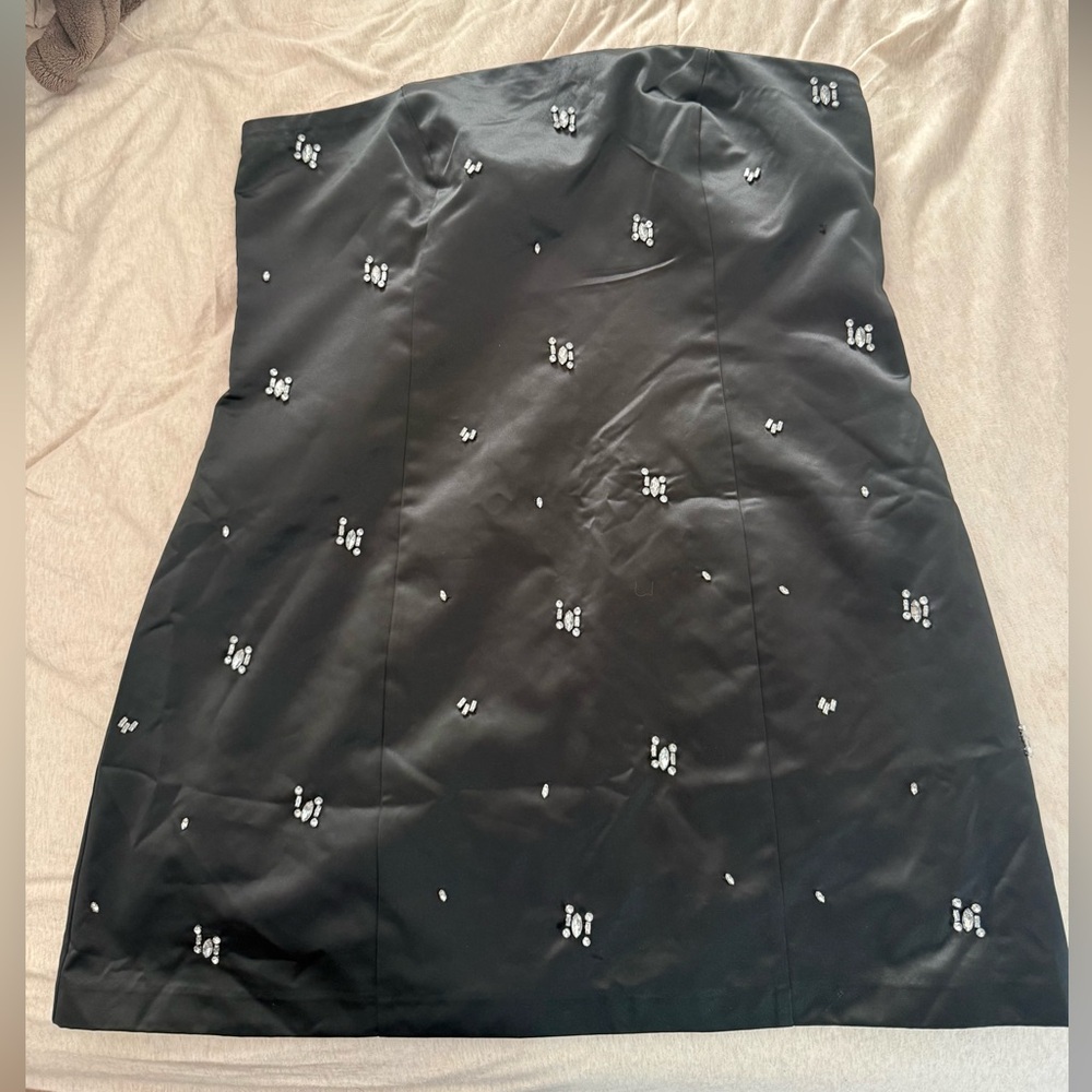 Abercrombie & Fitch Black Strapless Mini Dress with Bead Accents